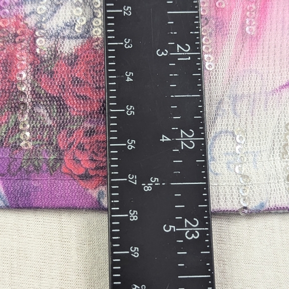 Passion Long Double Sleeve Blouse with Roses, Cross and Sequins Large - Picture 6 of 9